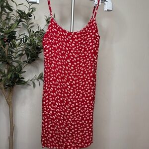 Reformation Red Mini Dress with White Floral Print
